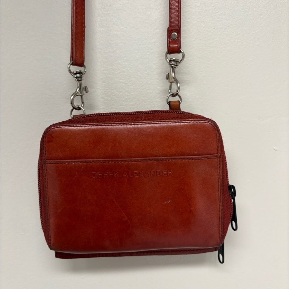 Derek Alexander Red Leather Organizer Bag with matching Wallet - Picture 5 of 14